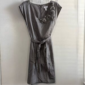 NWT Ann Taylor Loft grey Polka Dot Sz 8 Midi Dress